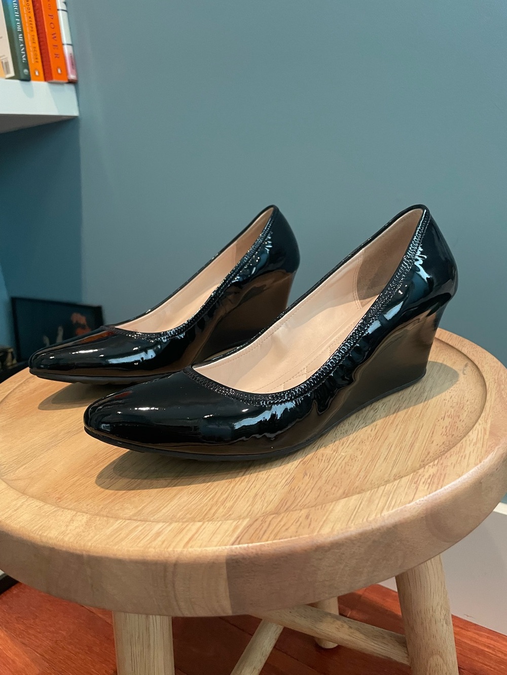 Cole Haan Black Patent Wedge Pumps
